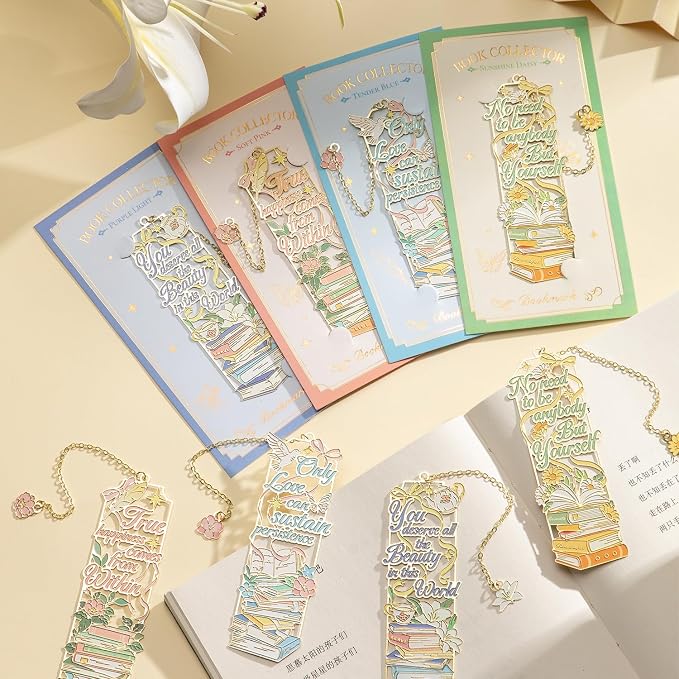 4Pcs Metal Bookmarks Cute Book Mark - Image 4