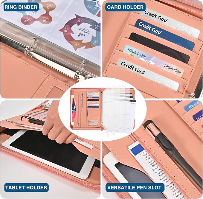 3-Ring Padfolio Portfolio Binder Organizer, PU Leather Folder Binder Business - Image 3
