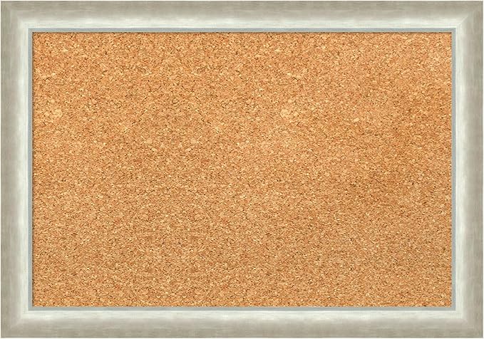 Amanti Art Natural Cork Board for Wall, 14x20 Vision Board with Silver Wood Frame, Small Corkboard Office Decor for Home Organization, Modern Corkboard Pinboard to Display Items for Home Organization-DeskLoop Office