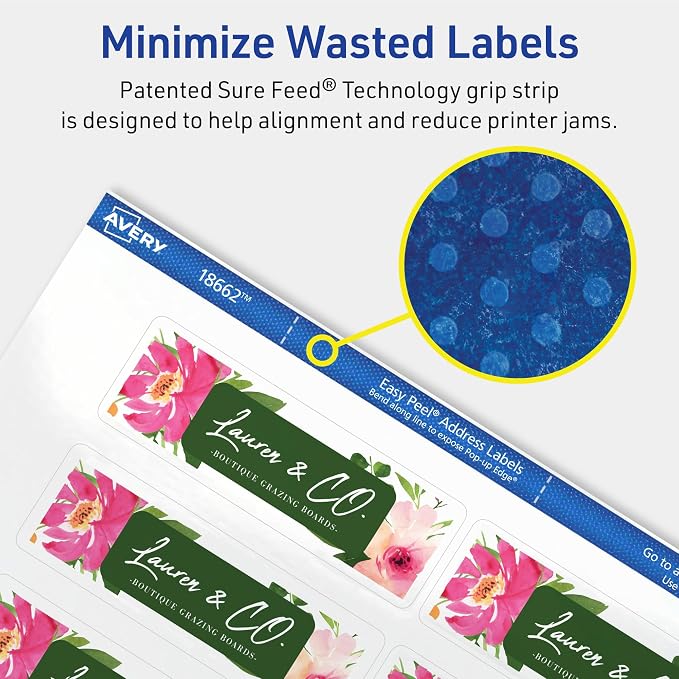Avery Printable Address Labels, Sure Feed Technology, 1-1/3" x 4", Matte Clear - Image 5