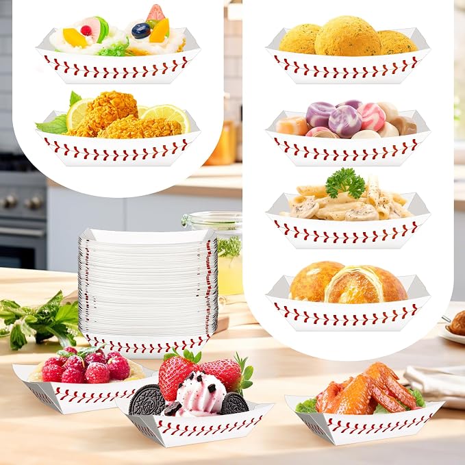 200 Pack 1/2Lb Paper Food Boat Trays, Baseball Birthday Decorations Baseball - Image 7