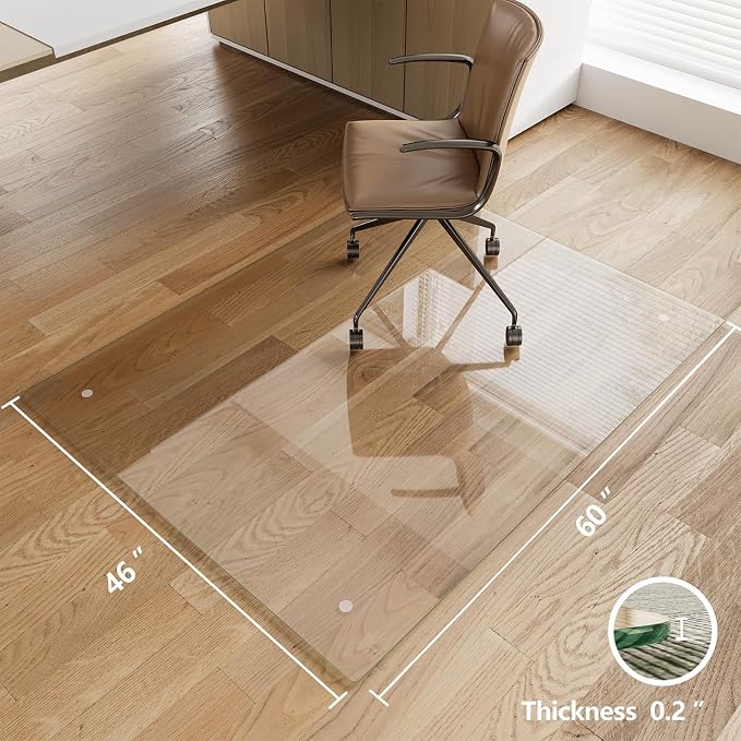 Koonmi Glass Chair Mat for Carpet, Tempered Glass 46"x60" Office Chair Mat - Image 3