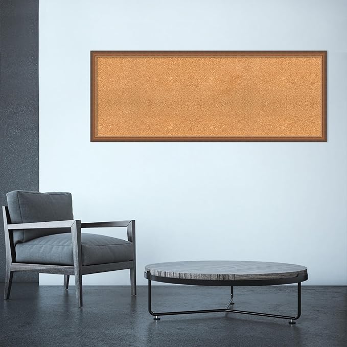 Amanti Art Natural Cork Board for Wall, 20x52 Vision Board with Bronze Frame, Oversize Corkboard Office Decor for Home Organization, Modern Corkboard Pinboard to Display Items for Home Organization-DeskLoop Office