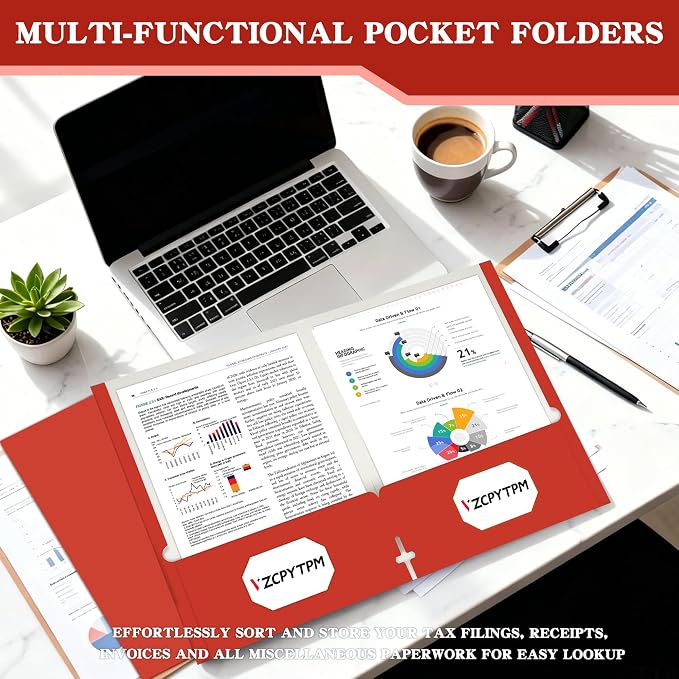 VZCPYTPM 50 Pack Red Folders - Image 3