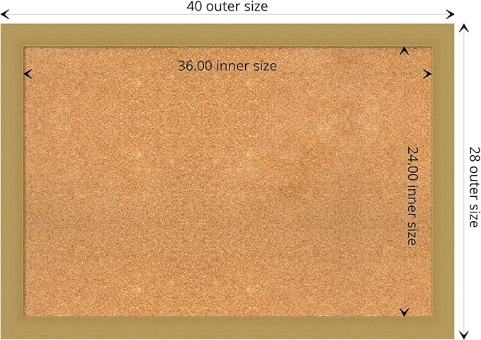 Amanti Art Natural Cork Board for Wall, 28x40 Vision Board with Gold Frame, Large Corkboard Office Decor for Home Organization, Casual Corkboard Pinboard to display items for home organization-DeskLoop Office