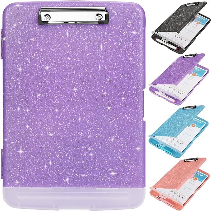 Glitter Clipboard with Storage, Storage Clipboard with Pen Holder, A4 Binder by SFLHHDM
