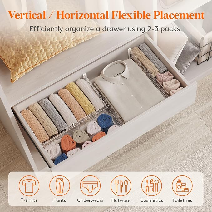 Lifewit 12 Pack 4" High Drawer Dividers 28-43.5cm/11-17" Adjustable Drawer - Image 4