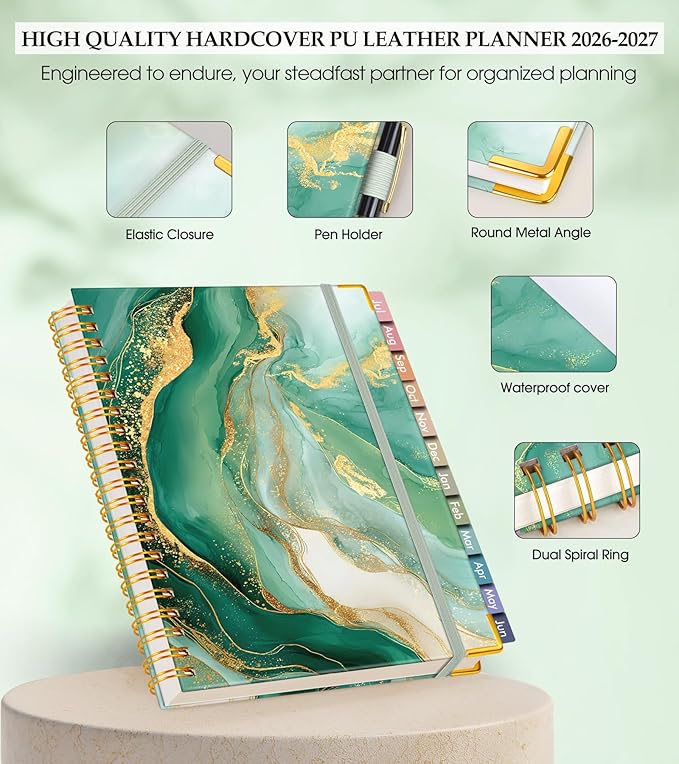 Academic Planner 2026-2027, Hardcover Leather Weekly and Monthly Calendar - Image 4