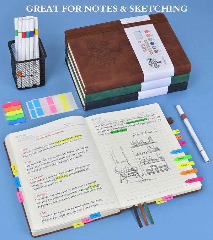 PERCUN A4 Lined Journal Notebook，365 Page Large Leather Journals - Image 4