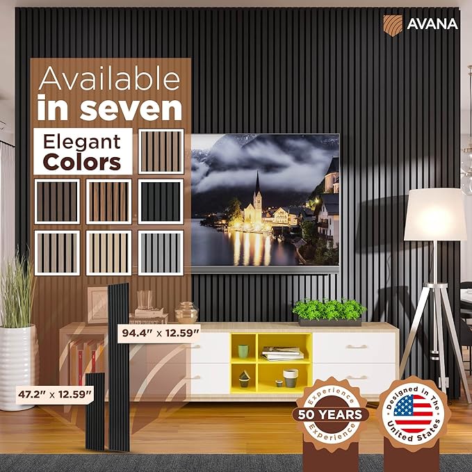 Avana Modern Acoustic Wood Wall Panels – 94.4 X 12.6 Inch Black Oak Acoustic - Image 7