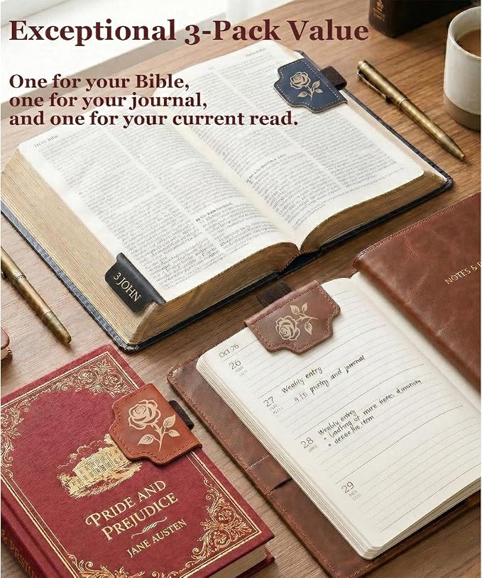 Tiizze 3-Pack Magnetic Leather Bookmarks - Image 5