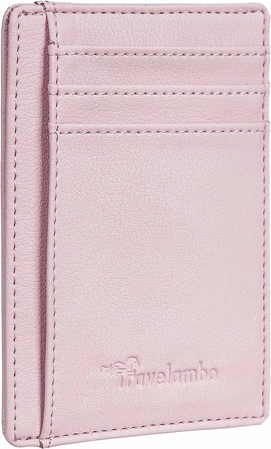 Travelambo Front Pocket Minimalist Leather Slim Wallet RFID Blocking Medium Size by Travelambo