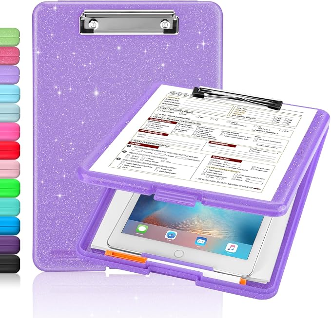 Sooez Clipboard with Storage, Plastic Storage Clipboards with Low Profile Clip by Sooez