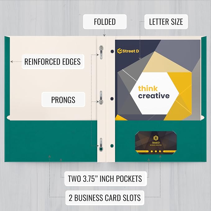 Better Office Products Teal Paper 2 Pocket Folders - Image 3