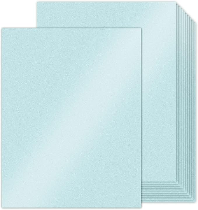 100 Sheets Blue Shimmer Cardstock 8.5 x 11 Metallic Paper, Goefun 80lb Card Stock Printer Paper for Invitations, Weddings, Parties, Showers-DeskLoop Office