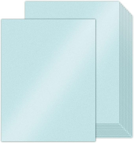 100 Sheets Blue Shimmer Cardstock 8.5 x 11 Metallic Paper, Goefun 80lb Card Stock Printer Paper for Invitations, Weddings, Parties, Showers-DeskLoop Office
