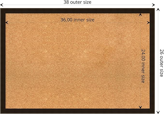 Amanti Art Natural Cork Board for Wall, 26x38 Vision Board with Brown Wood Frame, Large Corkboard Office Decor for Home Organization, Rustic Farmhouse Corkboard Pinboard to display items for home-DeskLoop Office
