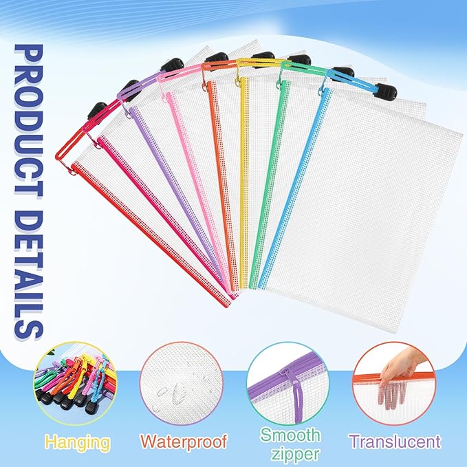 Jetec 32 Pcs Mesh Zipper Bags Toy Storage Bikini Organizer Bag Bolsas Para Guardar Trajes De Baño Waterproof Zipper Reusable Pouch Puzzle Multipurpose for Storage Office(Stylish Color,9 x 7 Inch)-DeskLoop Office