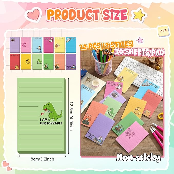 12 Pack Funny Notepads, 5x3 Inches Sarcastic Note Pads Memo Fun Office Gifts - Image 2