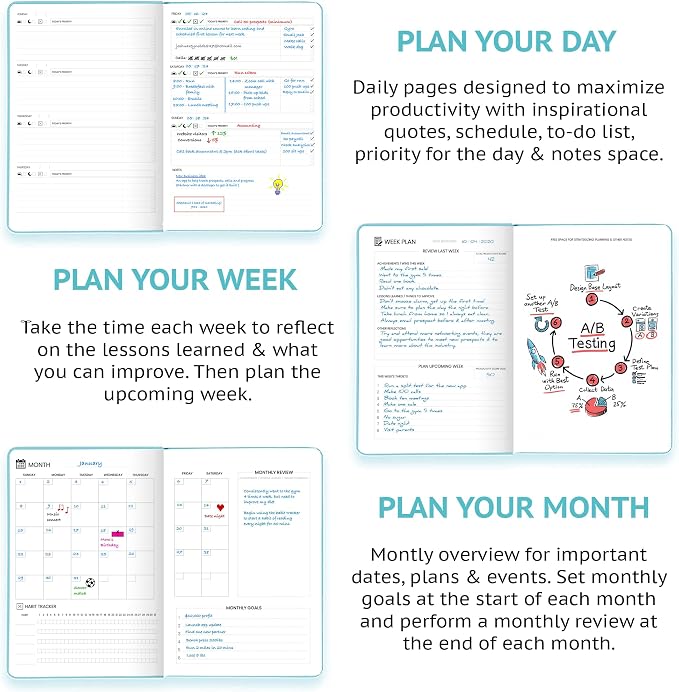 Wyze Planner Undated Daily Planner – 1-Year B5 Productivity Organizer - Image 4