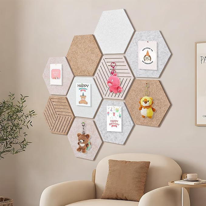Hexagon Cork Board Tiles Alternative 10 Pack, 1300 g/m² High-density Felt - Image 9