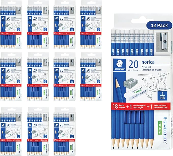 STAEDTLER Norica #2 HB Wood-Cased Pencil Set: 18 Pre-Sharpened Graphite Pencils by Staedtler