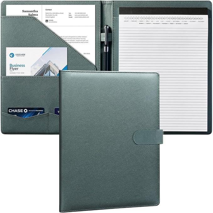 Mymazn Padfolio Portfolio Folder, Faux Leather Interview Resume Folder by Mymazn