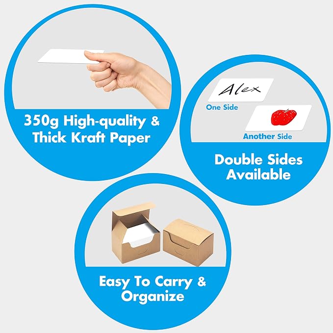 200 PCs Blank White Kraft Paper Round Corner Flash Word Message Gift Index Card - Image 3