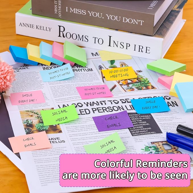 60 Pack Sticky Notes 1.5x2 in, Small Self Stick Note, 12 Color Mini Sticky - Image 4