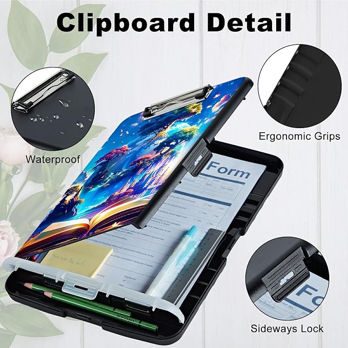 Book Trees A4 Clipboard with Storage Pen Holder, Clipboards Organizer Nursing - Image 4