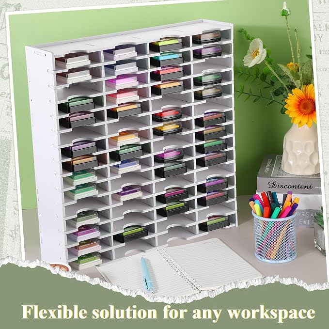 Sunnychicc 1 Pack 60 Grids Ink Pad Storage Holder Stamp Organizer, Ink Pad - Image 6