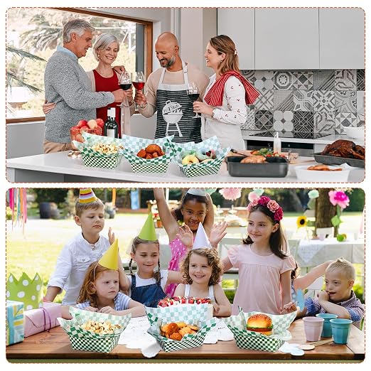 Geosar 100 Pcs Gingham Party Supply Disposable Paper Food Tray Bulk Disposable - Image 7