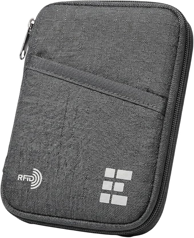 Zero Grid RFID Passport Holder & Travel Wallet, Zippered Wallet by ZeroGrid
