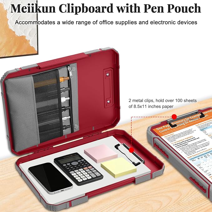 Meiikun Clipboard with Storage, Rugged Shockproof Protective, Internal Pen - Image 5