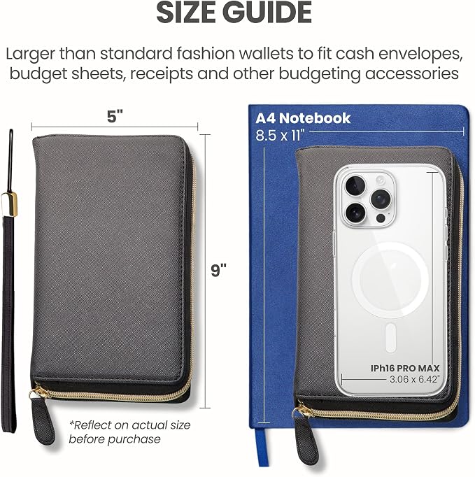 Three Way Cut Cash Envelope Wallet All in One Budget System RFID Blocking - Image 5