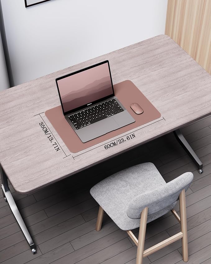 YSAGi Double-Sided Desk Pad, 23.6"x13.7" Leather Desk Mat, Eco Cork Desk Pad - Image 2