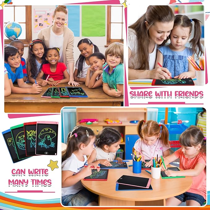 Zhehao 24 Pieces LCD Writing Tablet Doodle Board 8.5 Inch Colorful Reusable - Image 4