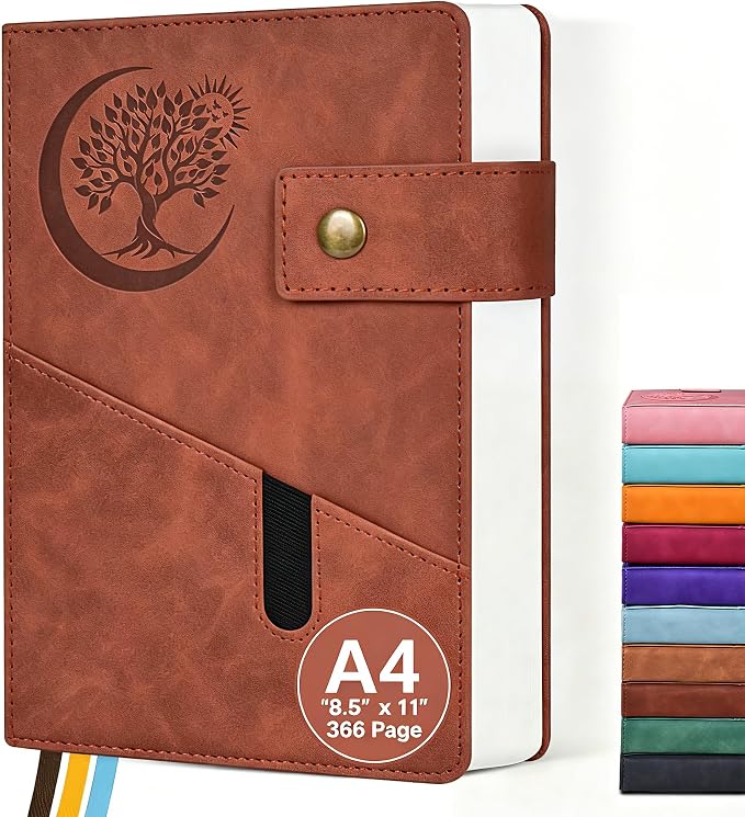 PAIBAS 8.5 x 11 Lined Notebook Journal 366 Pages Leather Journal by PAIBAS