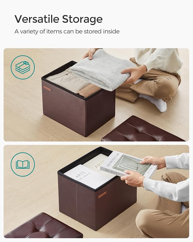SONGMICS Small Folding Storage Ottoman, Foot Rest Stool, Cube Footrest - Image 5
