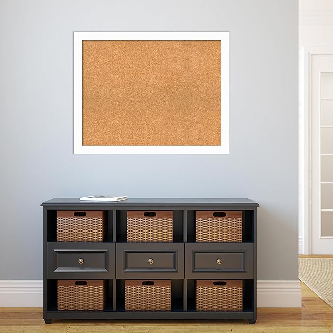 Amanti Art Natural Cork Board for Wall, 29x37 Vision Board with White Frame, Large Corkboard Office Decor for Home Organization, Casual Corkboard Pinboard to Display Items for Home Organization in-DeskLoop Office