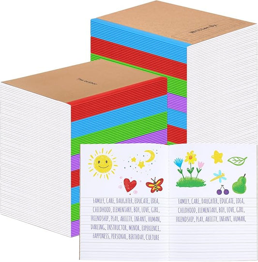 Henoyso 40 Pcs Primary Composition Notebook 9 3/4 x 7 1/2 Inch Kids Journal, Back to School Supplies, K-2 Primary Writing Notebook for Kids Student Draw and Write Story Journal (4 Color)-DeskLoop Office