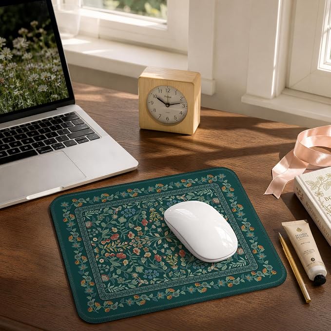 iCasso Aesthetic Small Floral Mouse Pad, Mini Portable Travel Mousepad - Image 7