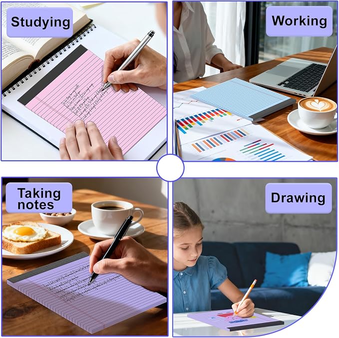 3 Pack Colored Legal Pads 8.5 x 11 Inch, Wide Ruled Notepads Lined Memo Note - Image 7