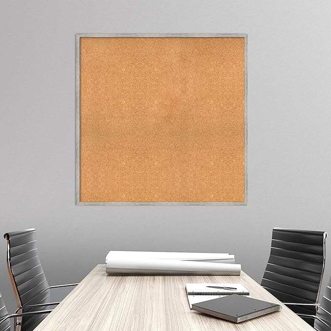 Amanti Art Natural Cork Board for Wall, 37x37 Vision Board with White Frame, Oversize Corkboard Office Decor for Home Organization, Cottage Corkboard Pinboard to Display Items for Home Organization-DeskLoop Office