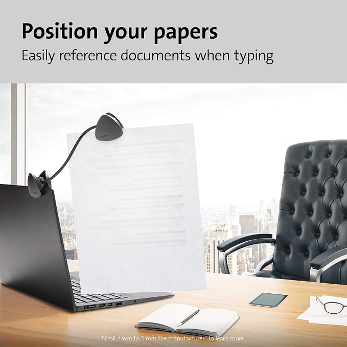 Kensington Document Holder for Typing for Laptops and Monitors, Flex Clip - Image 3