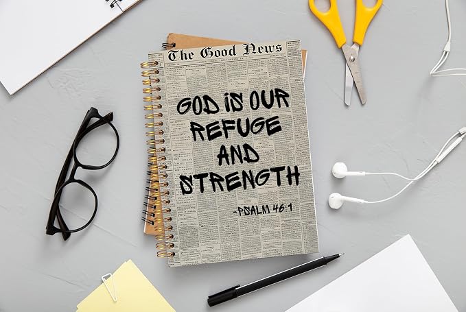 Vintage Christian Notebook Journal, Psalm 46:1 Bible Verse Notebook - Image 2