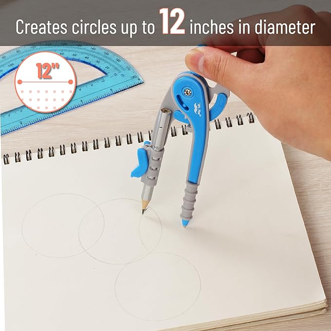 Mr. Pen- Compass and Protractor Set, Blue, Compass Geometry Tool, Protractor and Compass Set, Compass Drawing Tool, Drawing Compass, Protractor Set, Geometry Compass, Back to School Supplies