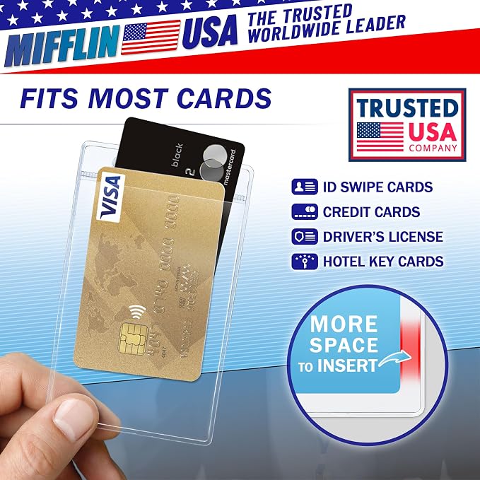 Mifflin-USA Plastic Vertical Card Holder Quick Load No Zipper Name ID Badge - Image 4