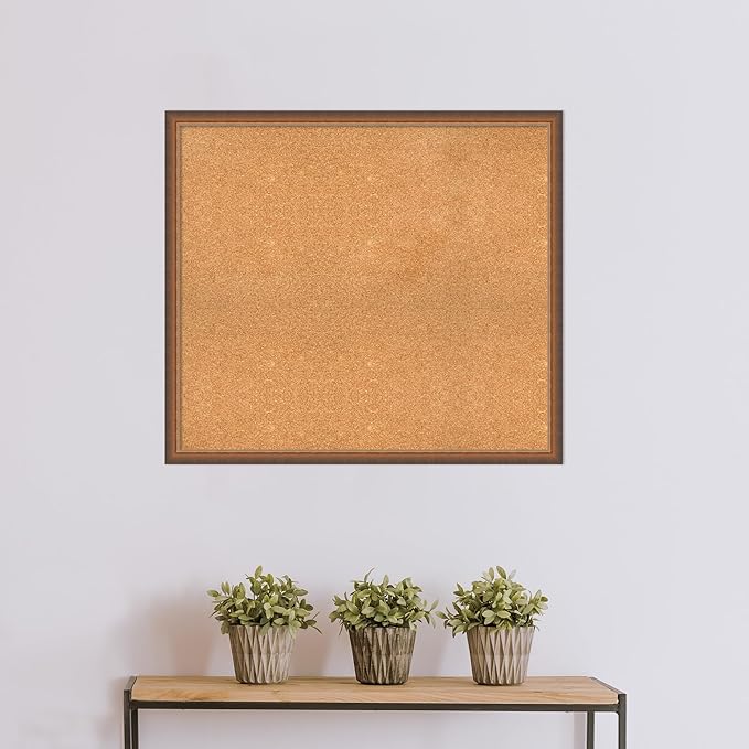 Amanti Art Natural Cork Board for Wall, 32x36 Vision Board with Bronze Frame, Large Corkboard Office Decor for Home Organization, Modern Corkboard Pinboard to Display Items for Home Organization in-DeskLoop Office