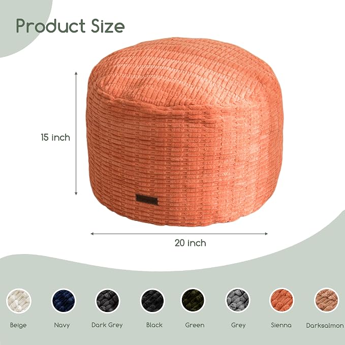 HIGOGOGO Pouf Ottoman Stuffed Round Modern Foam Filled Foot Rest Poufs - Image 2